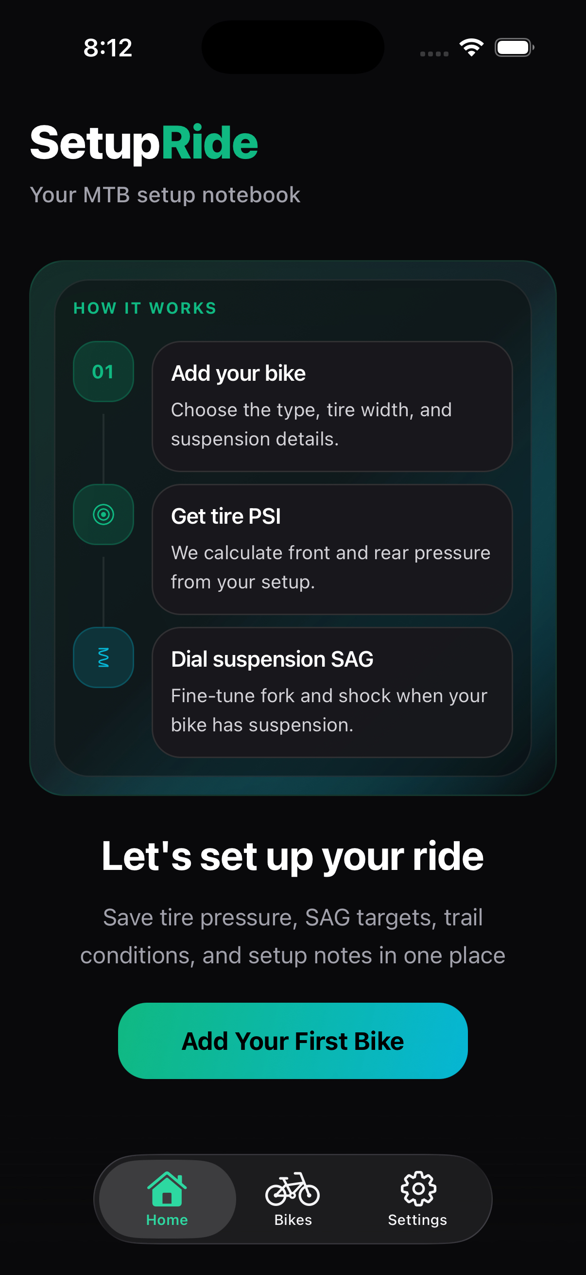 SetupRide suspension setup screenshot